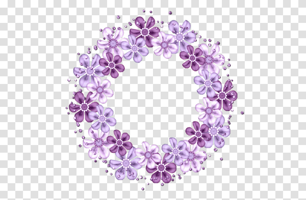 Wreath Lila Flowers Stickers Violet Floral Circle Frame, Plant, Floral Design, Pattern Transparent Png