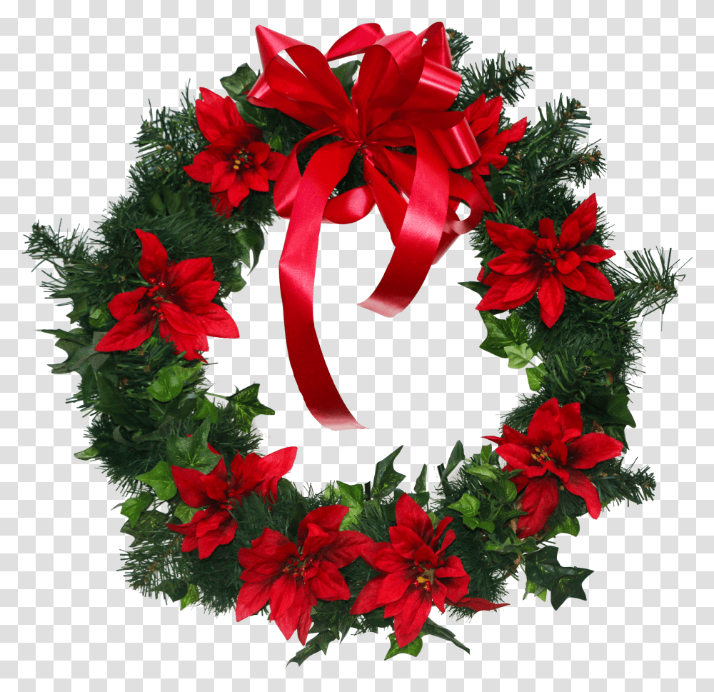 Wreath Poinsettia Cut Flowers Christmas Wreath Christmas Flower, Floral Design Transparent Png
