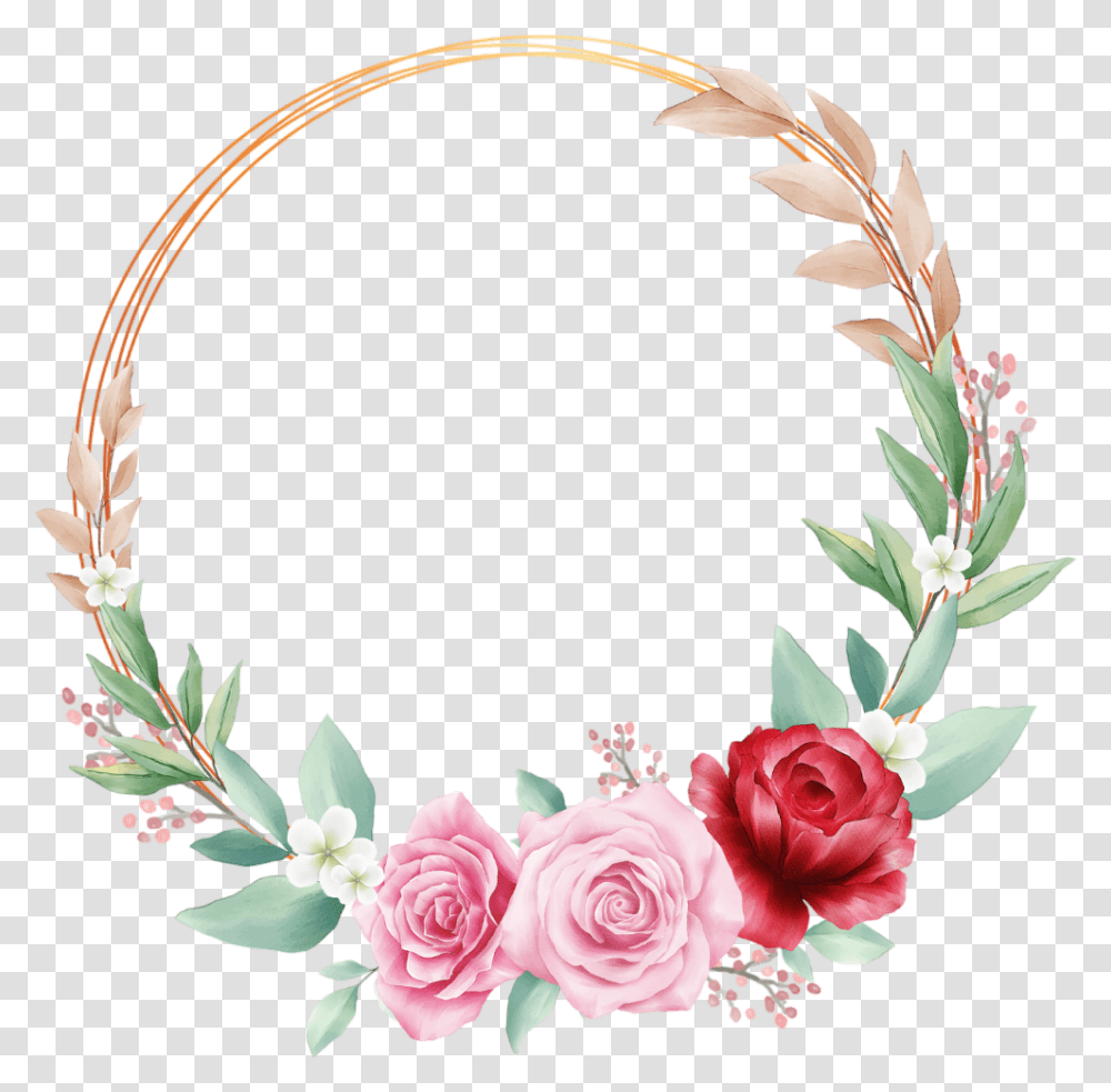Wreath Rose Circle Geometric Glitter Gold Watercolor Roses Frame Circle, Plant, Flower, Blossom, Graphics Transparent Png