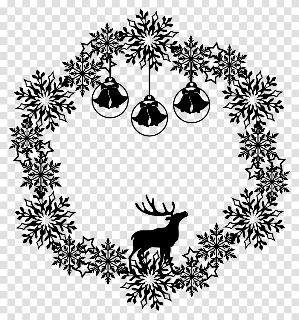 Wreath Silhouette Reindeer Snowflake Wreath Reindeer, Gray Transparent Png