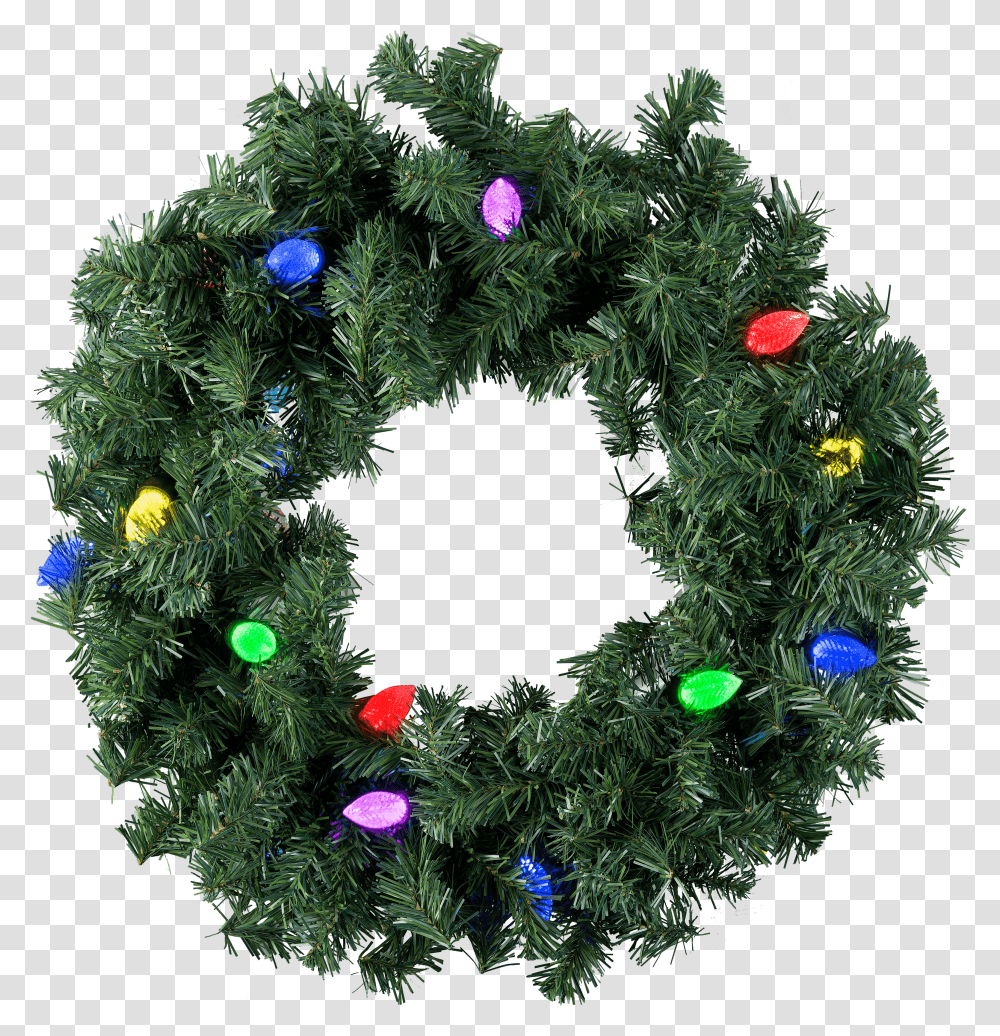 Wreath With Christmas Lights Transparent Png