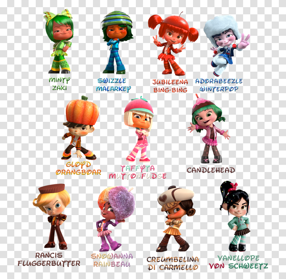 Wreck It Ralph S Sugar Rush Characters, Doll, Toy, Figurine, Person Transparent Png
