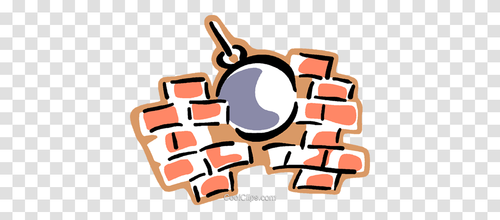 Wrecking Ball Going Through A Brick Wall Royalty Free Vector Clip, Meal, Food Transparent Png