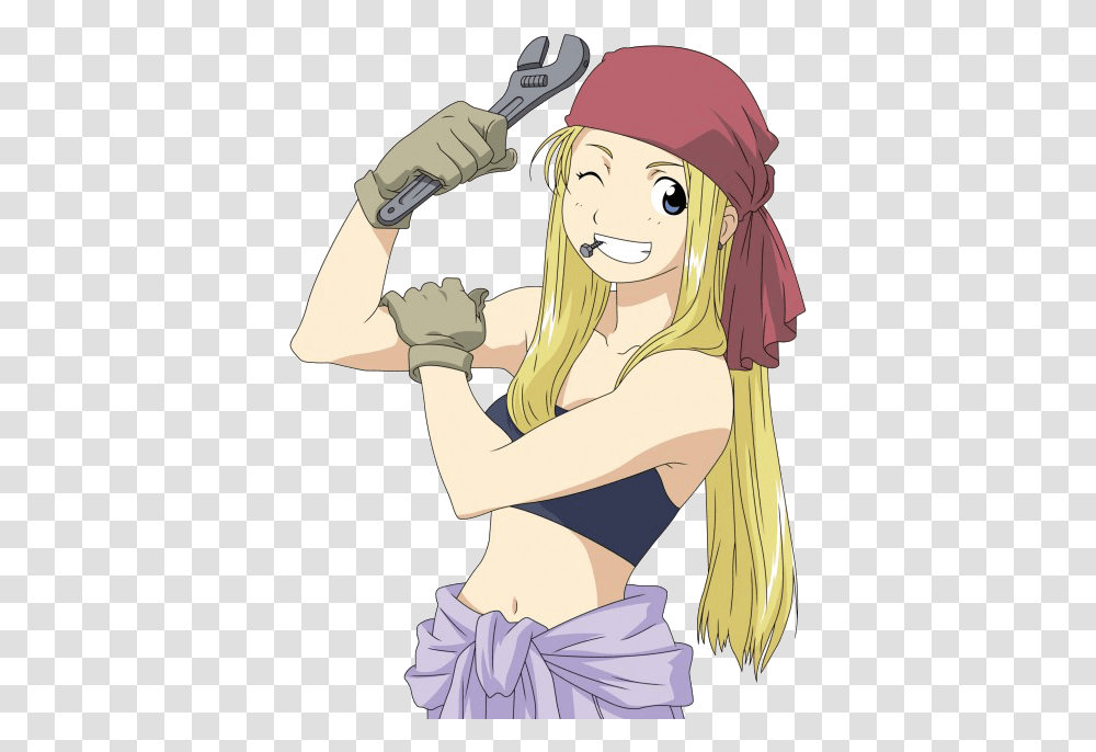 Wrench Wench Tv Tropes Winry Rockbell, Person, Costume, Book, Clothing Transparent Png