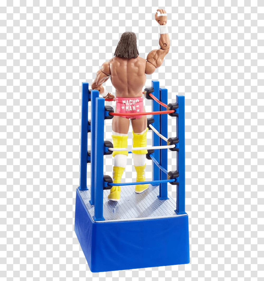 Wrestlemania Iii Randy Savage Action Figure Wwf Wwe Macho Man Ring Cart Wwe, Toy, Person, Sport, Clothing Transparent Png