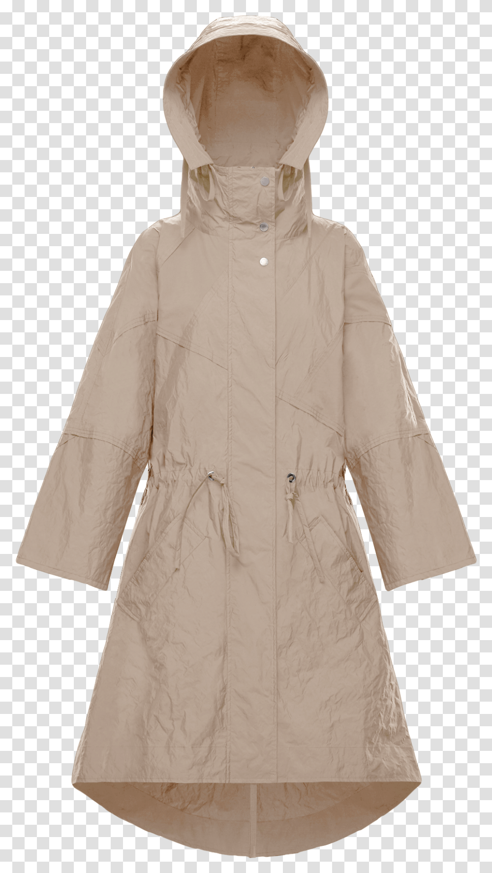 Wrinkled Paper Like Long Moncler Parka Hooded, Clothing, Apparel, Coat, Raincoat Transparent Png
