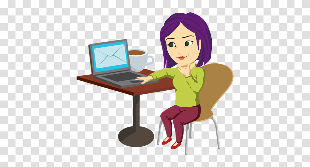 Writing And Sending Email Messages Creating An Email Is As Easy, Person, Sitting, Furniture, Pc Transparent Png