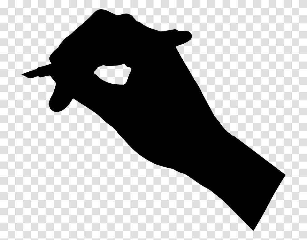 Writing Hand Holding Pen Silhouette, Gray, World Of Warcraft Transparent Png