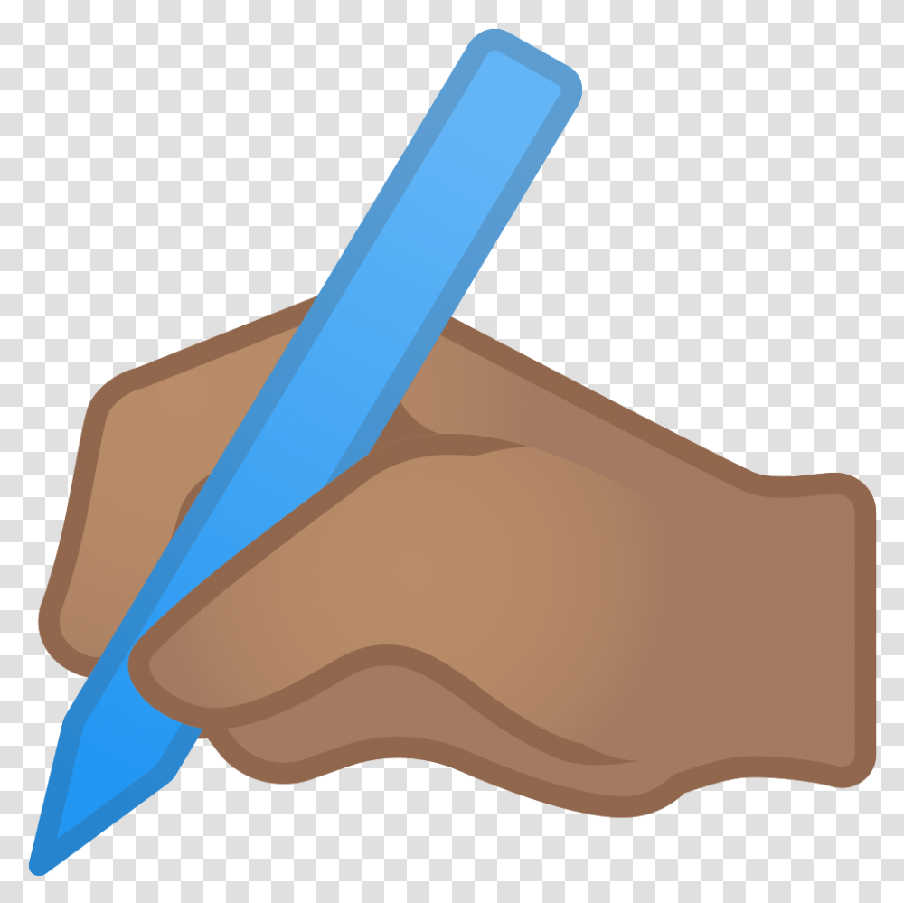 Writing Hand Medium Skin Tone Icon Emoji Escribiendo, Axe, Tool, Pencil Transparent Png