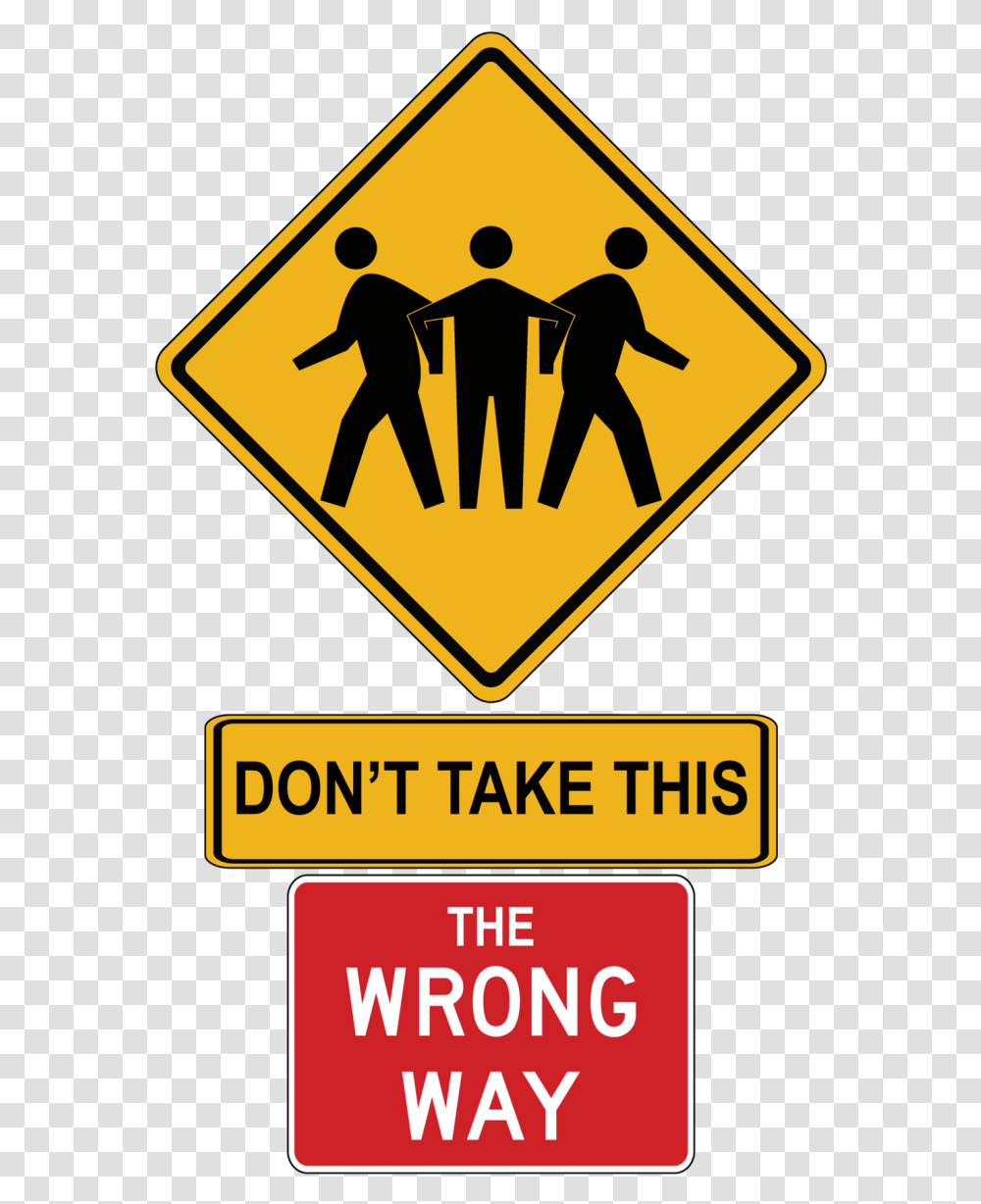 Wrong Way Sign, Road Sign, Person, Human Transparent Png