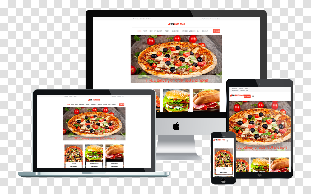 Ws Fast Food Is Free Food Delivery Wordpress Theme Joomla Templates, Pizza, Computer, Electronics, Mobile Phone Transparent Png
