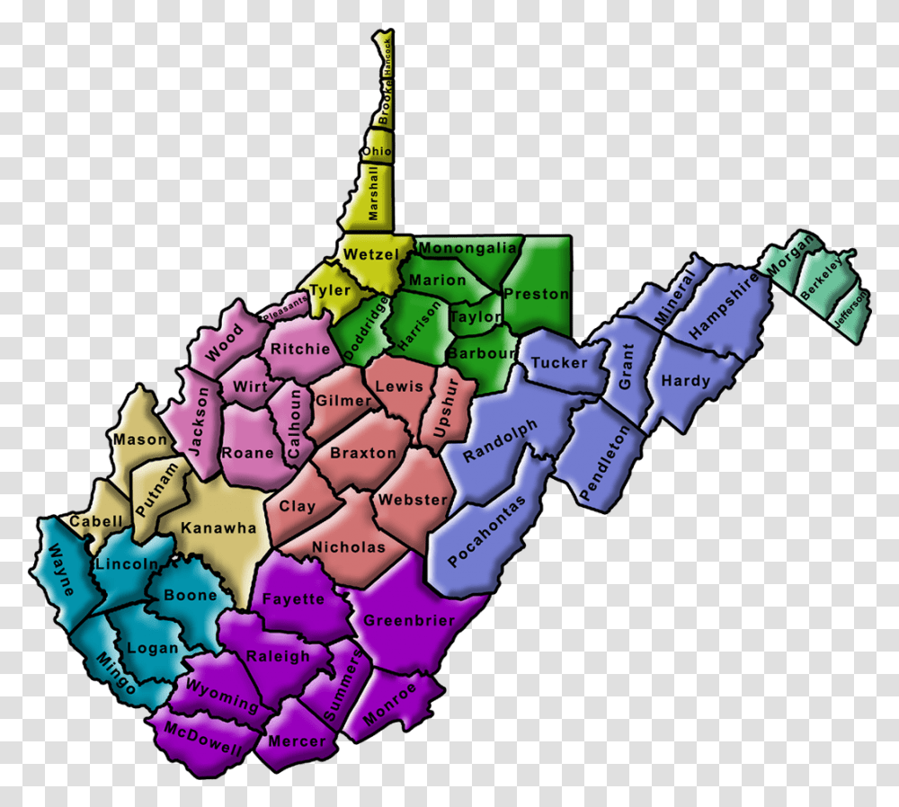 Wv Counties Tourist Regions, Map, Diagram, Plot, Atlas Transparent Png