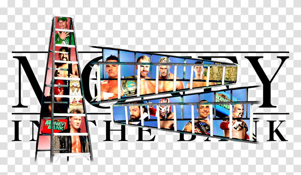 Wwe Money In The Bank Wallpaper Ladder, Person, Collage, Poster, Advertisement Transparent Png