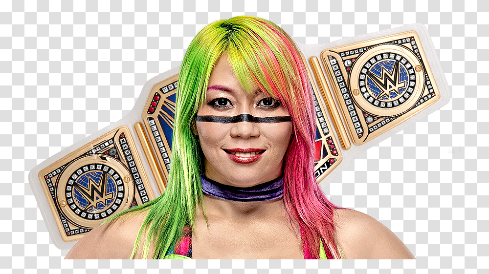 Wwe Smackdown Women's Championship Belt Photo Print Asuka Wwe On Facebook, Head, Person, Costume, Hair Transparent Png
