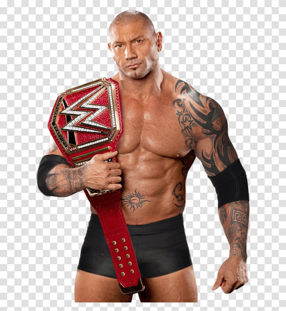 Wwe Universal Championship Batista Wwe Champion, Skin, Person, Tattoo, Sport Transparent Png