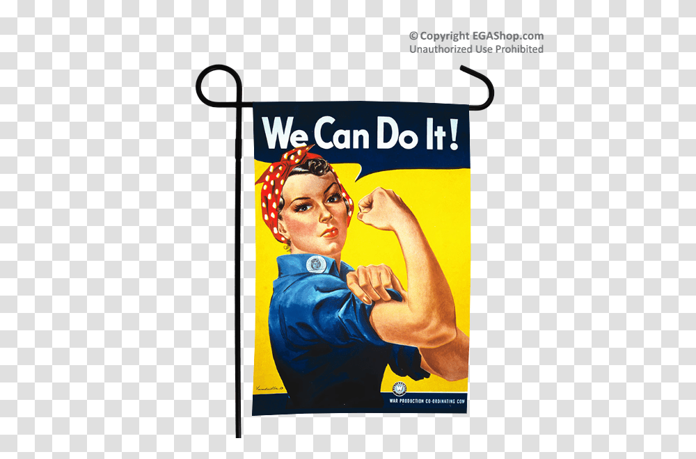 Wwii Poster Rosie The Riveter Garden Flag, Person, Human, Advertisement Transparent Png