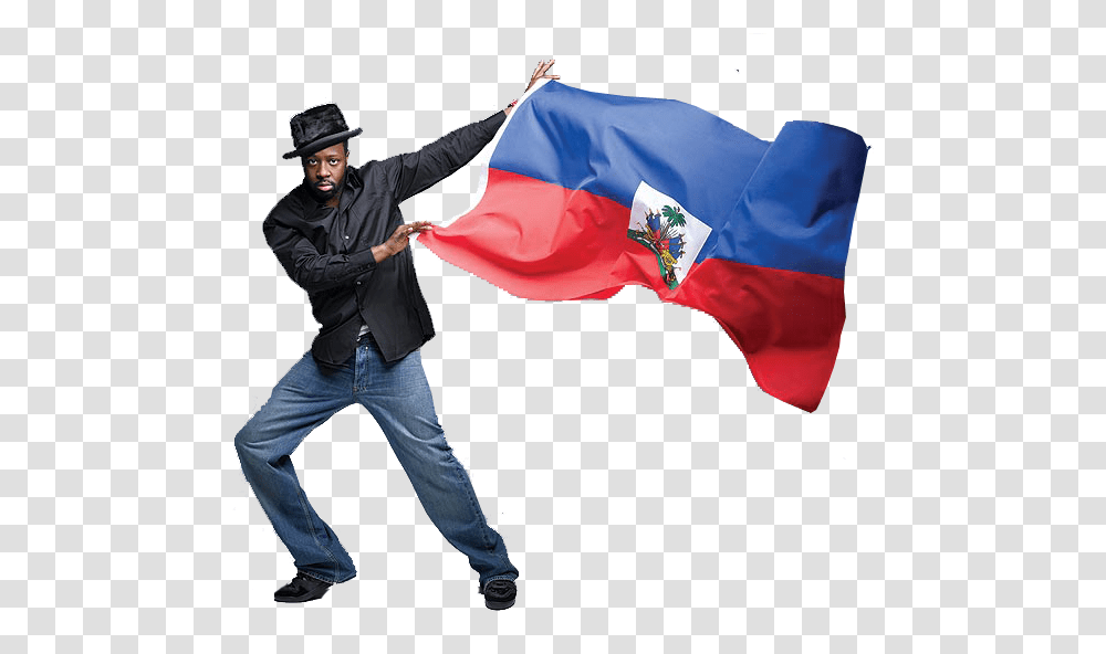 Wyclef Jean With Haitian Flag, Person, Long Sleeve, Pants Transparent Png