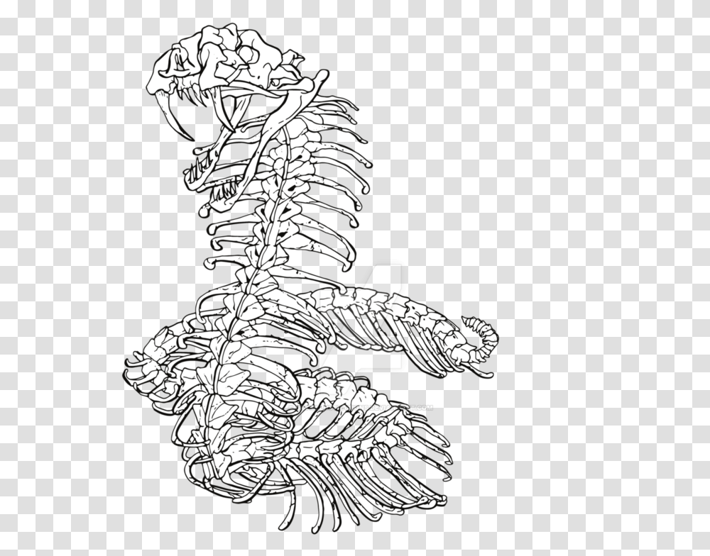 X 1063 Snake Skeleton Line Drawings, Tattoo, Skin Transparent Png