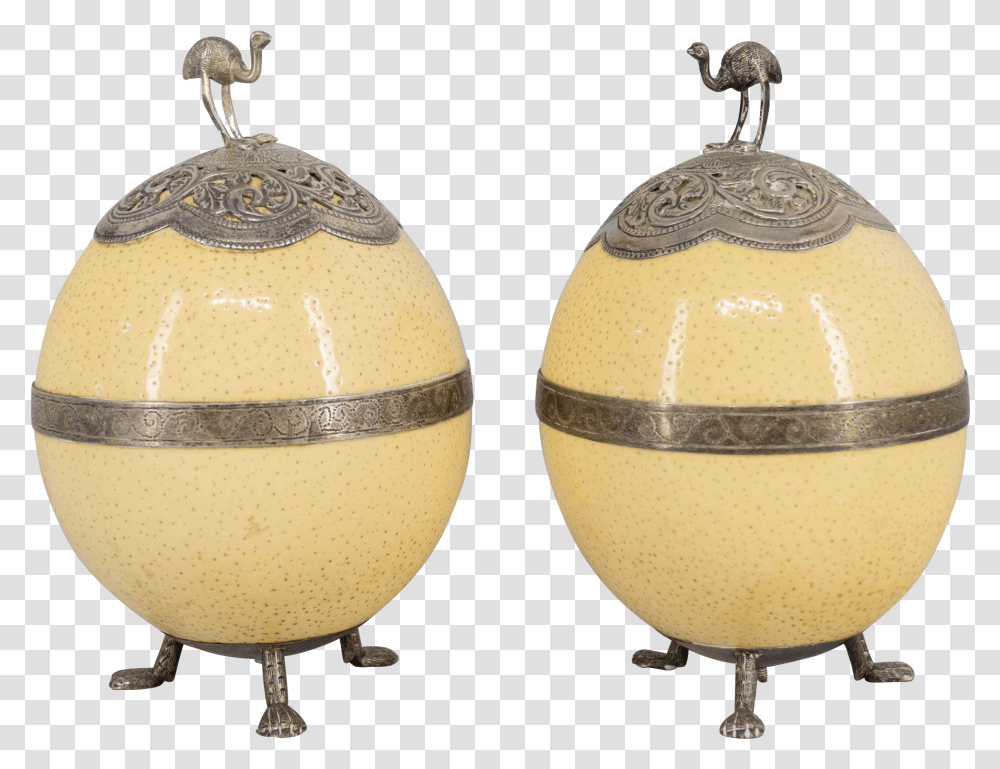 X 1798 Decorated Ostrich Eggs With Silver, Lamp, Porcelain, Pottery Transparent Png