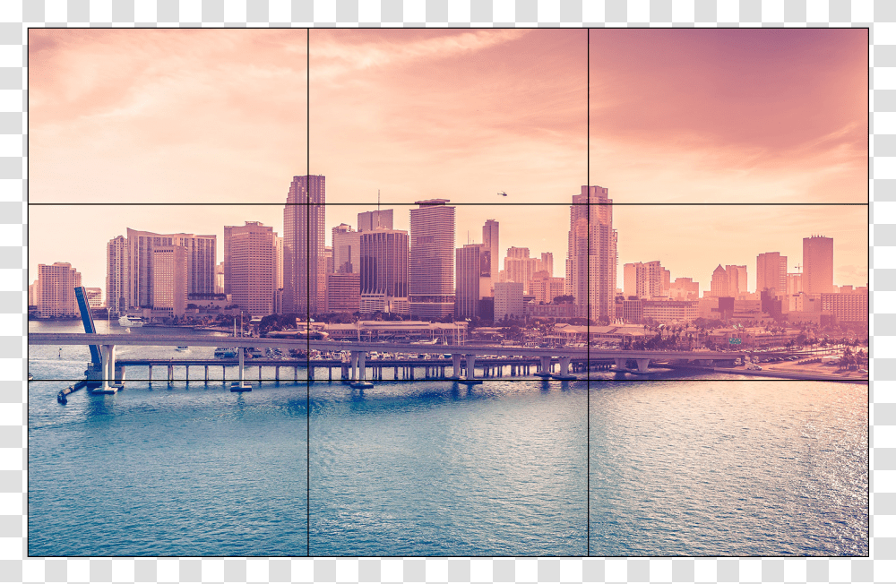 X 3 Video Wall Videowalldelivery Miami Sunset, City, Urban, Building, High Rise Transparent Png