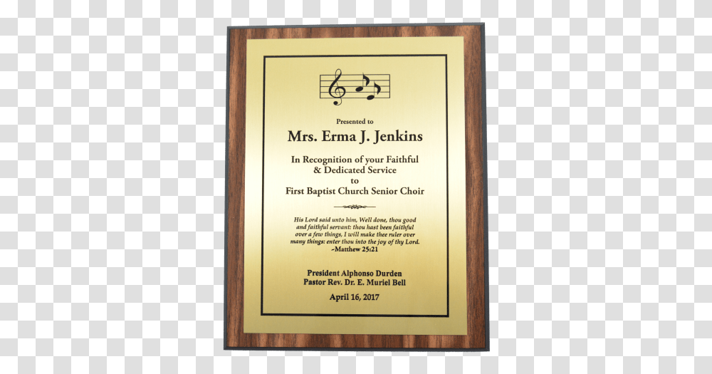 X Walnut Finish Plaque With Gold Poster Frame, Text, Advertisement, Menu, Diploma Transparent Png