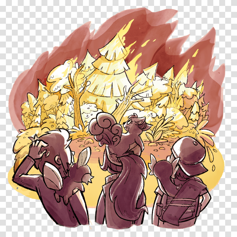 Xander Candace And Skip With Their Pokemon On Their, Person, Human, Fire, Flame Transparent Png