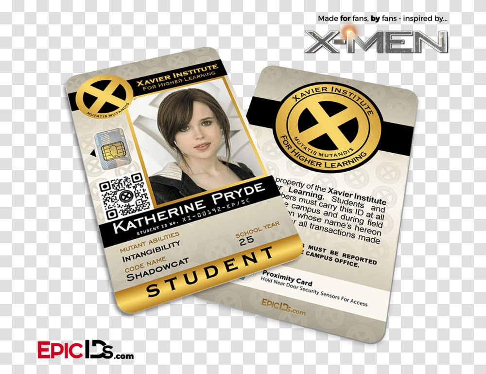 Xavier Institute For Higher Learning X Men X Men Id Card, Person, Human, Flyer, Poster Transparent Png