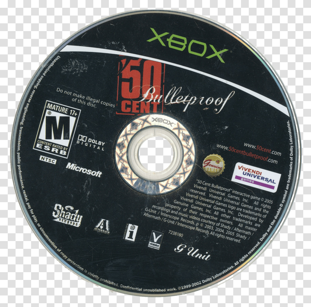 Xbox Download 50 Cent Bulletproof Xbox, Disk, Dvd Transparent Png