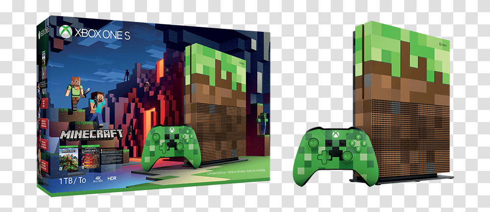 Xbox One S 1tb Minecraft Limited Edition Console, Person, Human, Toy Transparent Png
