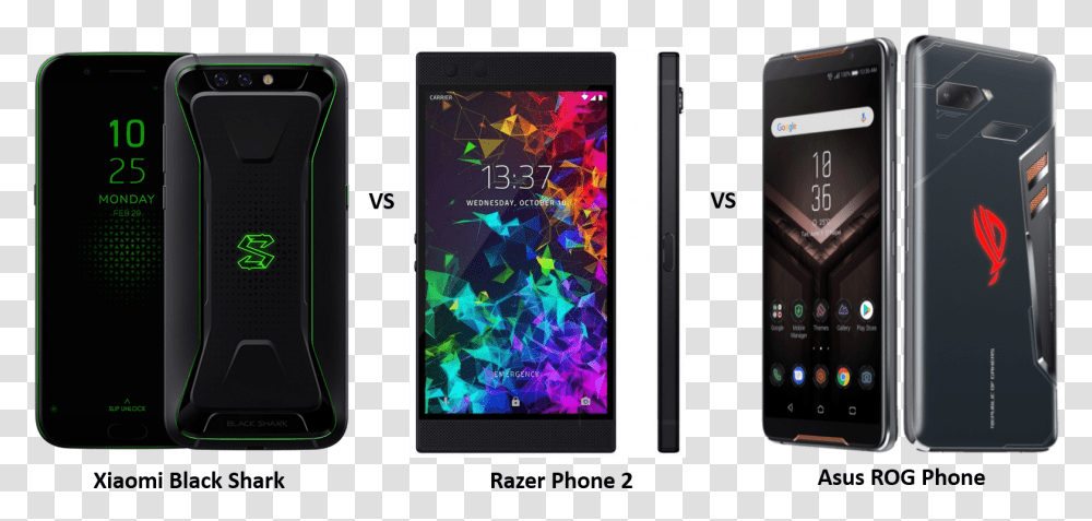 Xiaomi Black Shark Vs Razer Phone 2 Vs Asus Rog Phone, Mobile Phone, Electronics, Cell Phone, Iphone Transparent Png