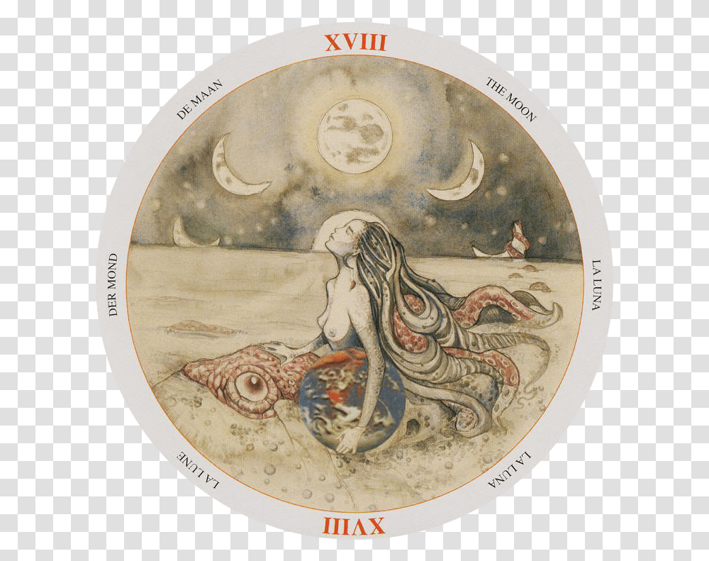 Xiii La Luna Circle Of Life Tarot, Painting, Skin, Bronze Transparent Png