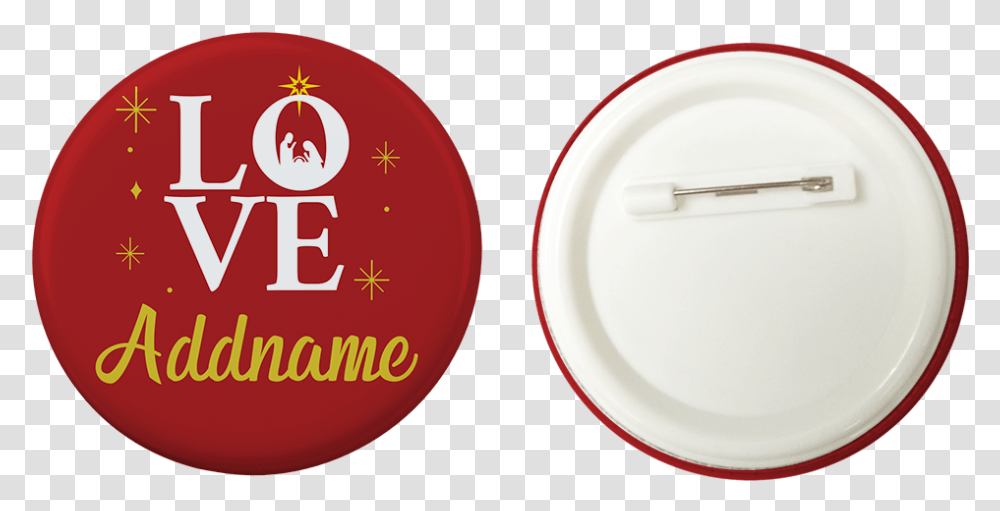 Xmas Love Nativity Scene Red Button Badge With Back Circle, Label, Meal, Food Transparent Png