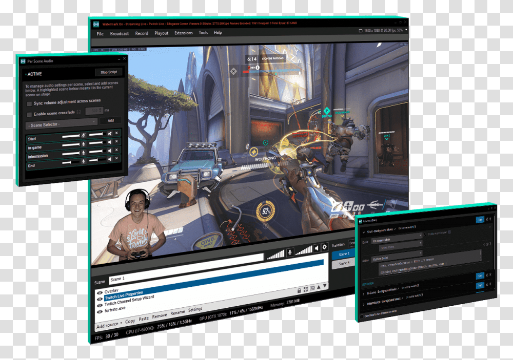 Xsplit Broadcaster Software, Person, Human, Monitor, Screen Transparent Png