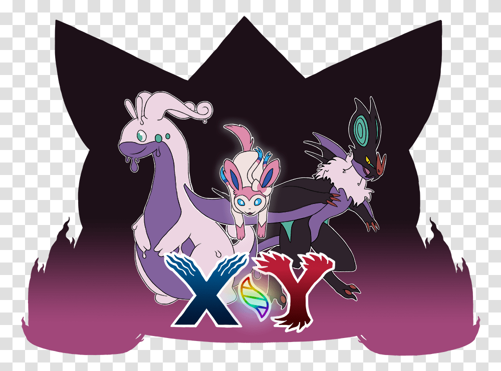 Xy Hub Logo Featuring Mega Gengar Sylveon And Other Pokemon Xy, Statue, Sculpture Transparent Png