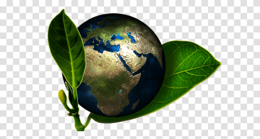 Ya Sabemos Cmo Ser El Clima Del Planeta En Green Leaves With Earth, Outer Space, Astronomy, Universe, Globe Transparent Png