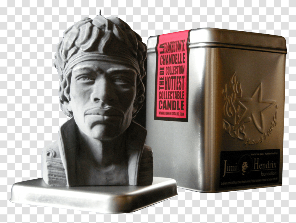 Yah Man Jimi Hendrix Candle, Person, Bronze, Figurine, Jar Transparent Png