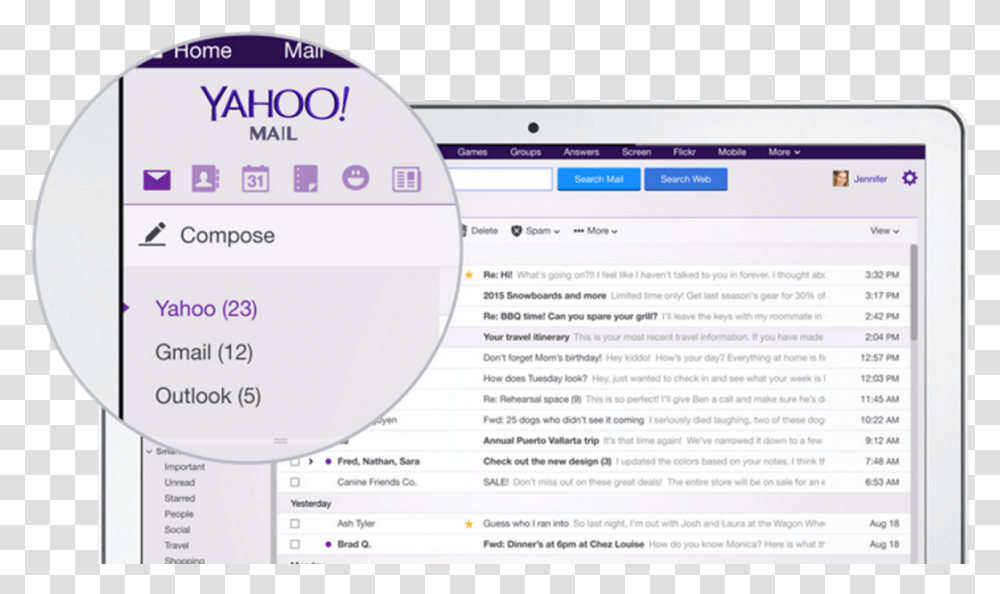 Yahoo Mail Now Lets You Access Your Gmail Too But Yahoo Email Look Like, Computer, Electronics, Tablet Computer Transparent Png