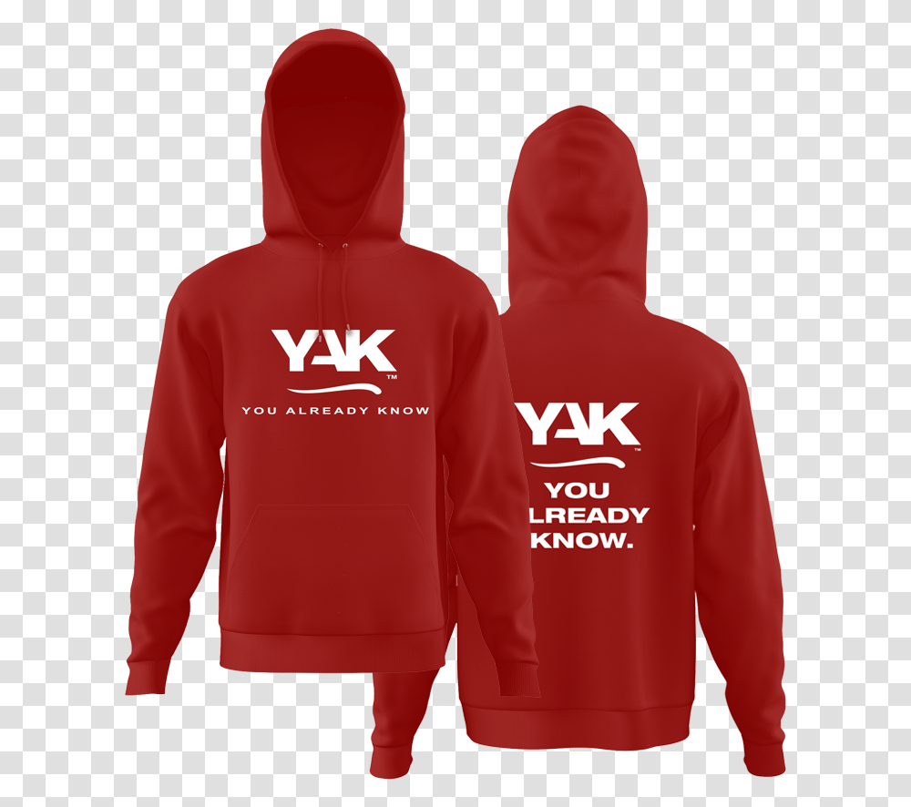 Yak Urban Style Hoodie 3 Red Front Back Hoodie, Apparel, Sweater, Sweatshirt Transparent Png