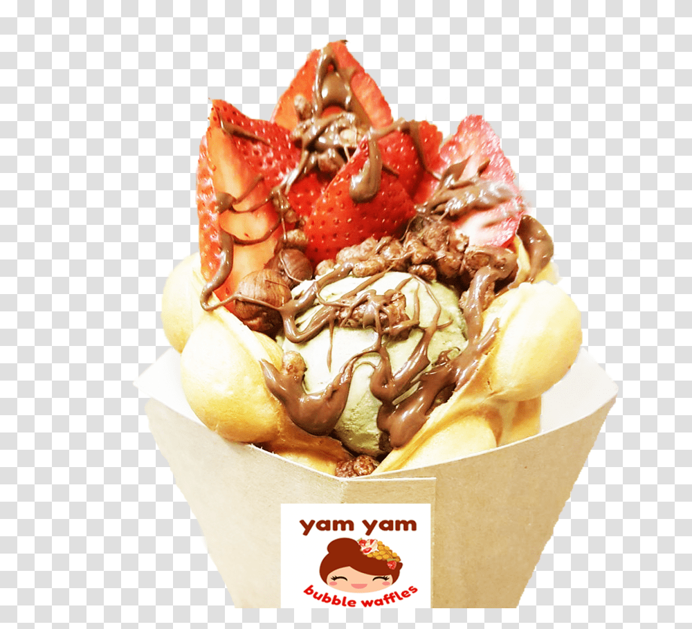 Yam Bubble Waffles Delicious Bubble Waffle Ice Cream, Dessert, Food, Creme, Sea Life Transparent Png