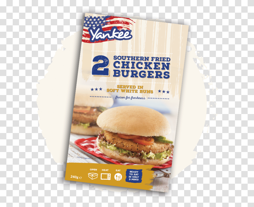 Yankee Southern Fried Chicken Burgers Yankee Cheese Burger, Food, Advertisement, Flyer, Poster Transparent Png