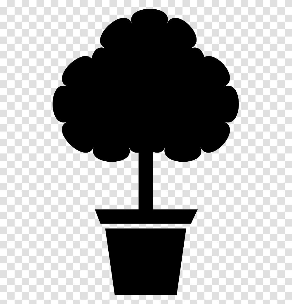 Yard Tree In A Pot Tree Pot Icon, Silhouette, Cross, Stencil Transparent Png