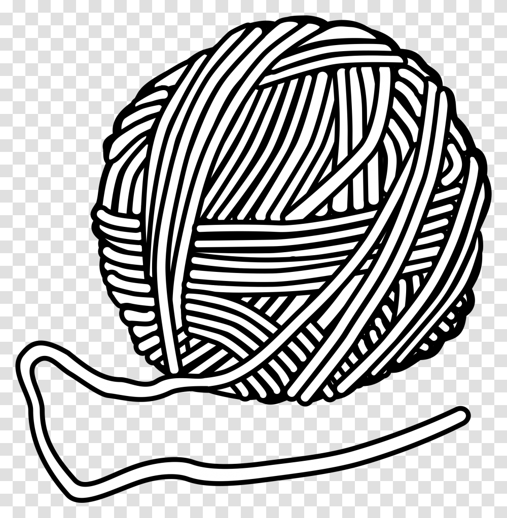 Yarn Clipart Black And White Clipart Black And White Yarn, Apparel, Hat, Sun Hat Transparent Png
