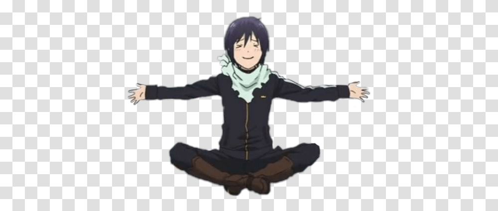 Yato Noragami Anime Sticker Yato Sit Background, Clothing, Apparel, Person, Long Sleeve Transparent Png