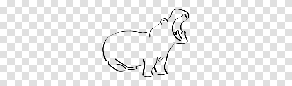 Yawning Hippo Outline Clip Art, Gray, World Of Warcraft Transparent Png