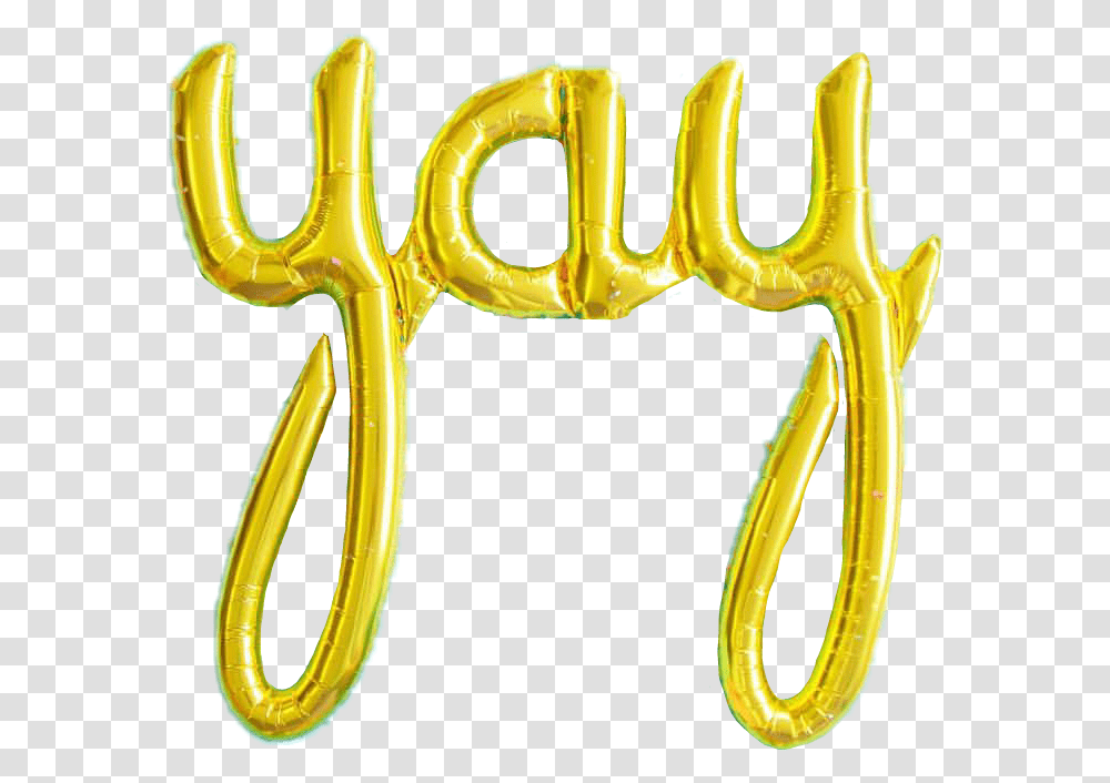 Yay Gold Foil Goldfoil Balloon Letter Word Goldballoon Yay Balloons Background, Blow Dryer, Appliance, Hair Drier Transparent Png