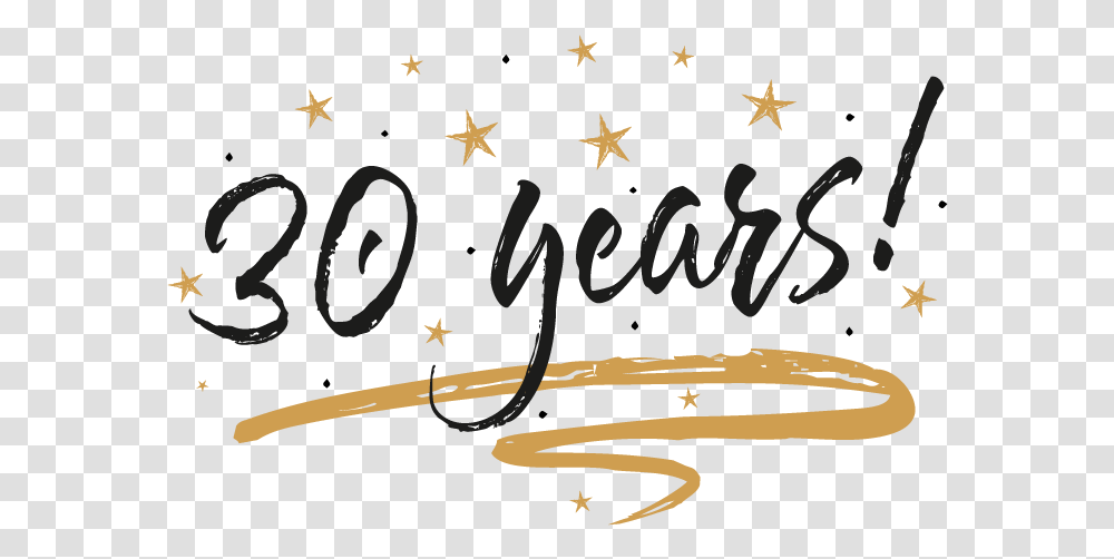 Year Logo 30 Years Background, Star Symbol, Handwriting Transparent Png