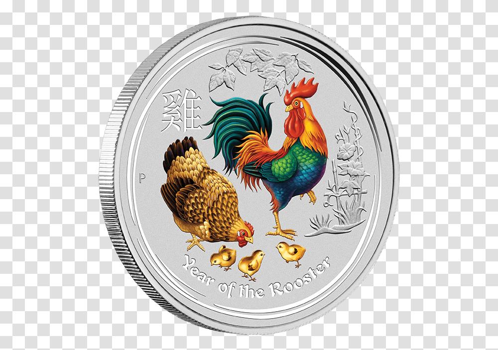 Year Of The Rooster 2017 Year Of The Rooster 1 2 Oz Silver Coin Coloured, Chicken, Poultry, Fowl, Bird Transparent Png