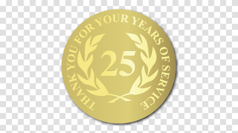 Years Of Service Foil Stamped Award Labels 20 Years Service Badge, Gold, Trophy, Gold Medal, Rug Transparent Png