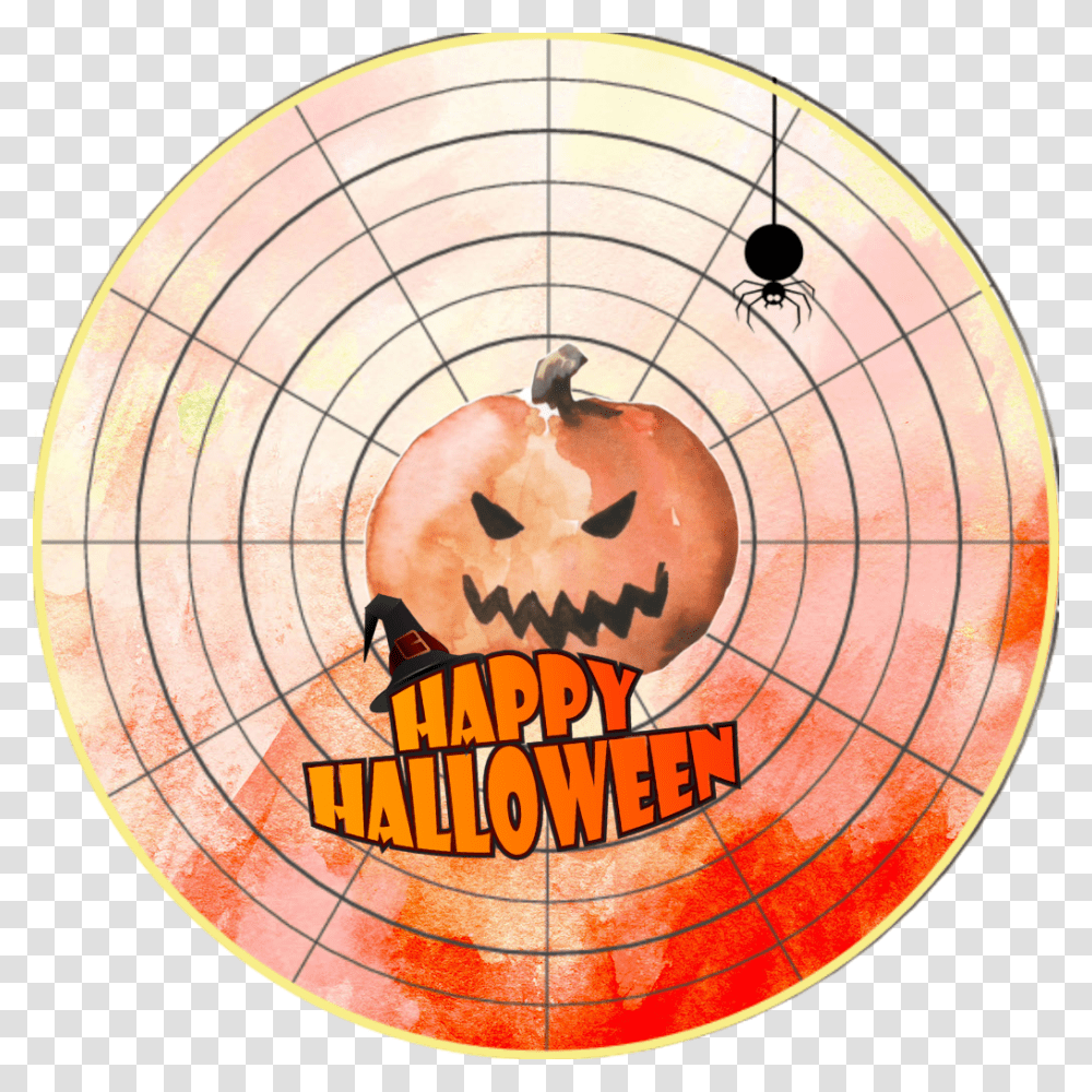 Yeee Happyhalloween Spider Pumpkin Scary Spooky Orange Circle, Lamp, Plant, Sphere, Food Transparent Png