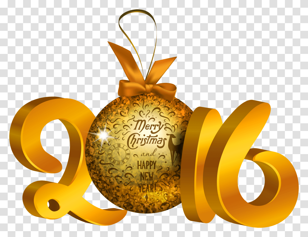 Yellow 2016 Decoration Clipart 2016 Christmas Balls Christmas Day, Gold, Ornament, Treasure, Trophy Transparent Png
